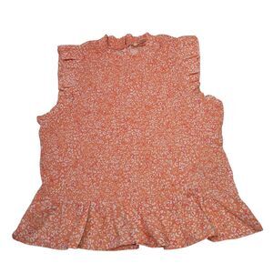 Goodthreads Women Georgette Smocked-Front Ruffle Sleeveless floral Shirt Size M